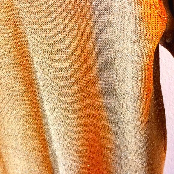 Diane Von Furstenberg DVF Gold Sweater SPARKLES Metallic Long Sleeves Oversized - Picture 11 of 16